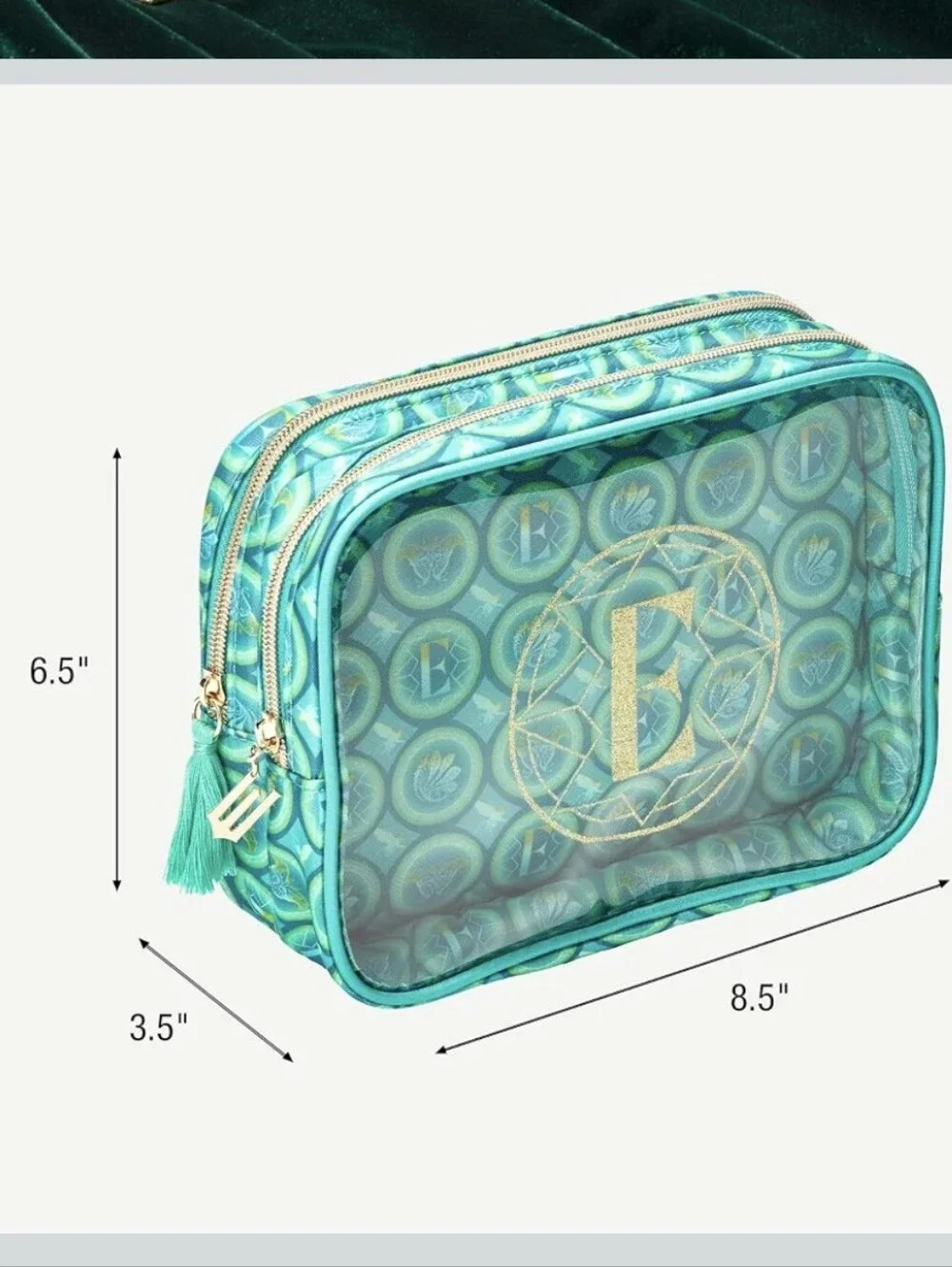 Wicked Elphaba Green Double-Zip Cosmetic Travel Case / Organizer